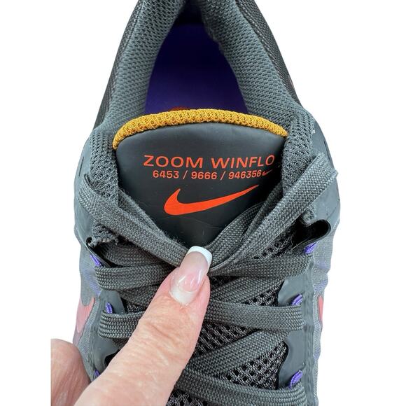 Nike Zoom Men Winflo 8 Running Shoes Anthracite/Rush Orange CW3419-010 Sz 9 - Picture 7 of 16